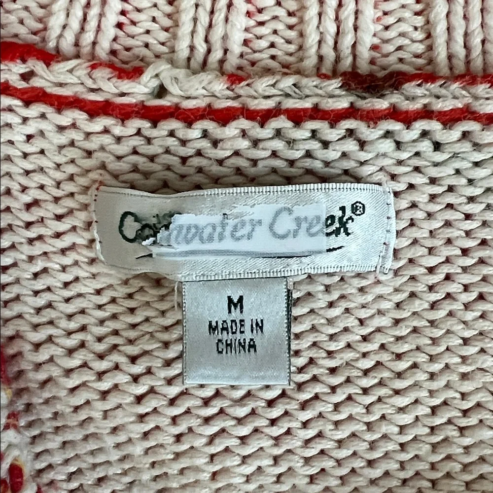 Coldwater Creek Full Zip Vibrant Orange Floral Knit Women’s Sweater - M - Picture 5 of 10